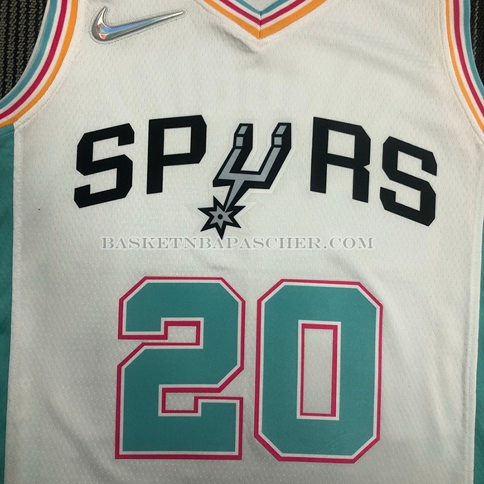 Maillot San Antonio Spurs Manu Ginobili NO 20 Ville 2021-22 Blanc